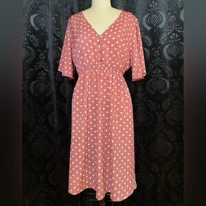 SHEIN Pink Polka Dot Midi Dress